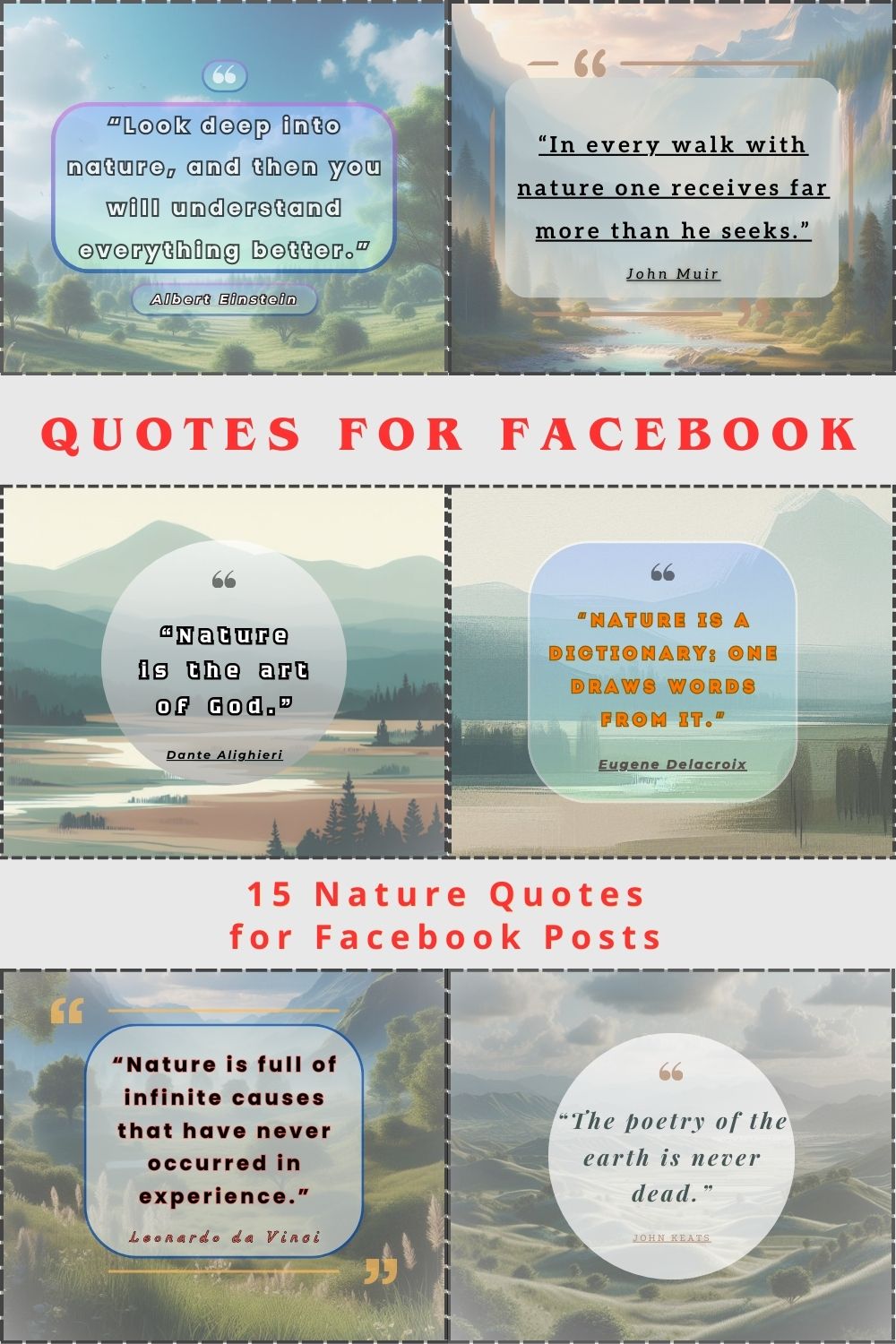 Quotes for Facebook Set of 15 nature posts for Facebook pinterest preview image.