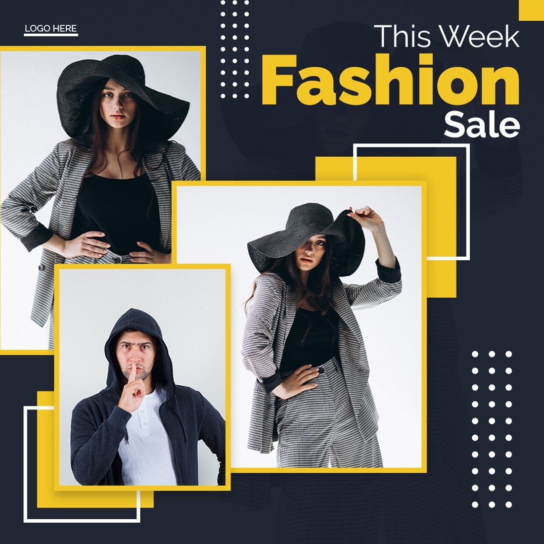 Woman Fashion Sale Social Media Post Template For Instagram cover image.