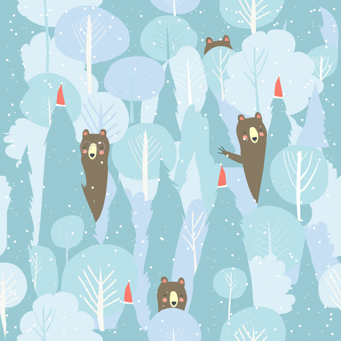 Seamless Vector Winter Forest Pattern Christmas preview image.