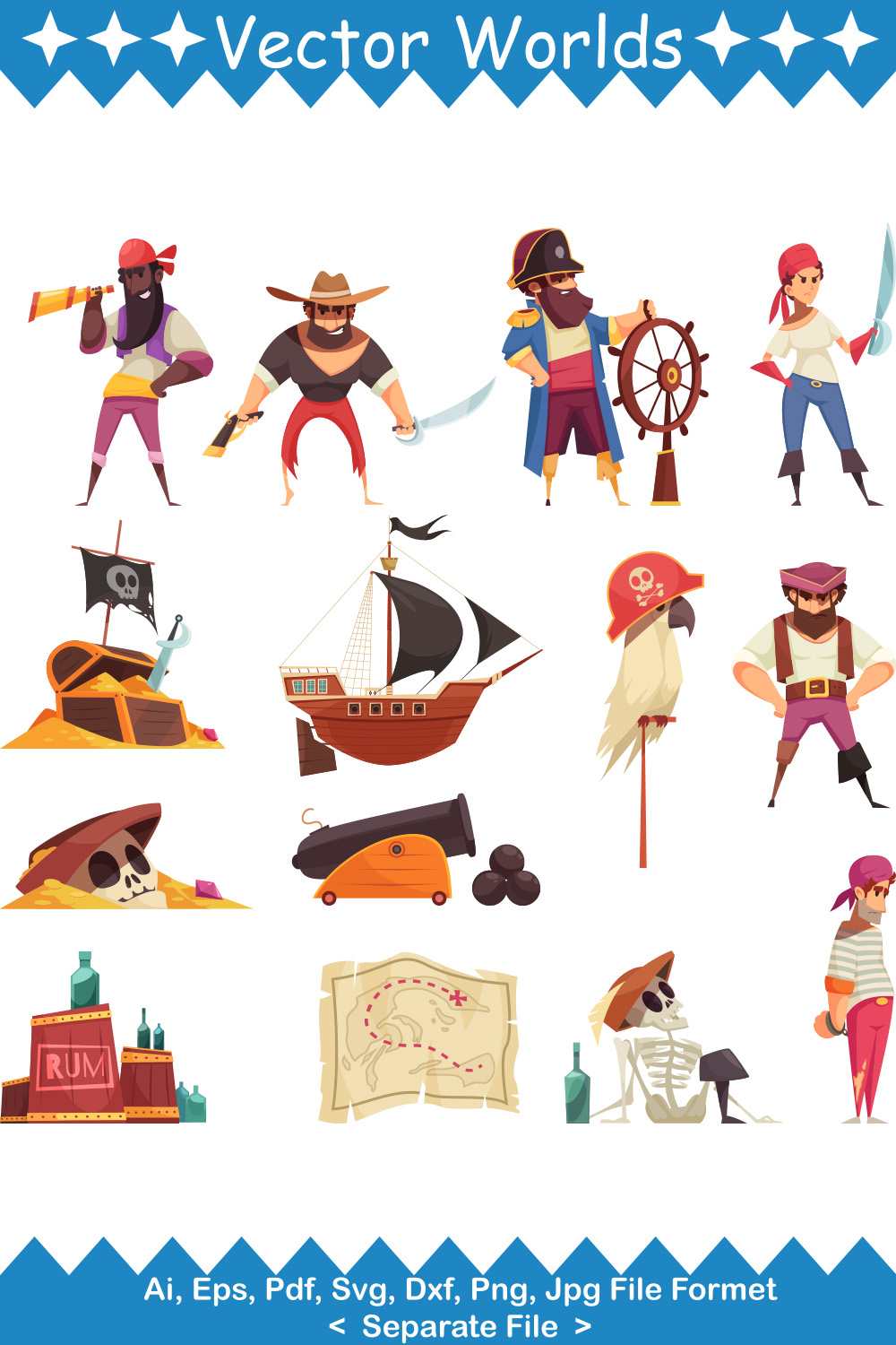 Pirate SVG Vector Design pinterest preview image.