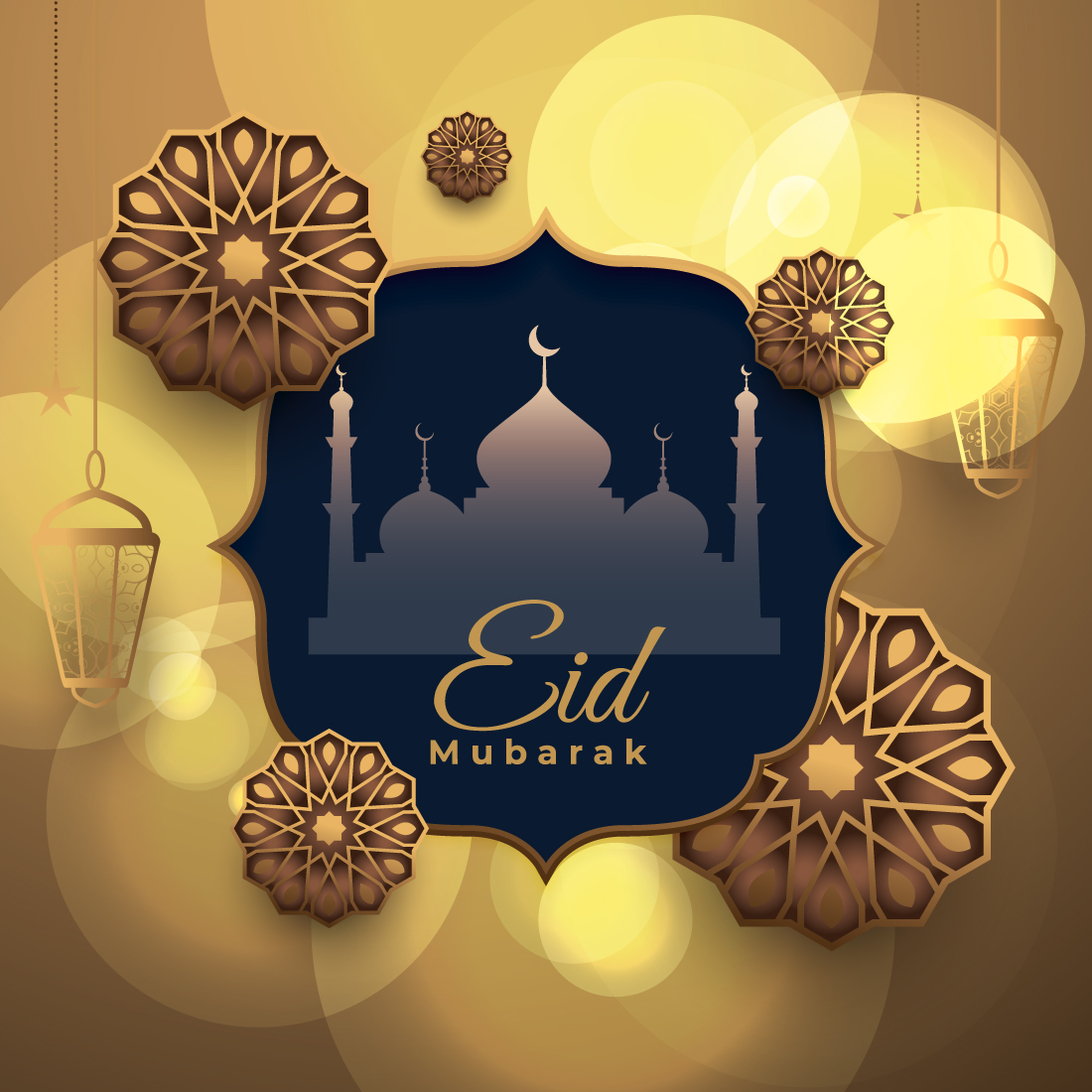 6 Eid Mubarak islamic background/cards bundle preview image.