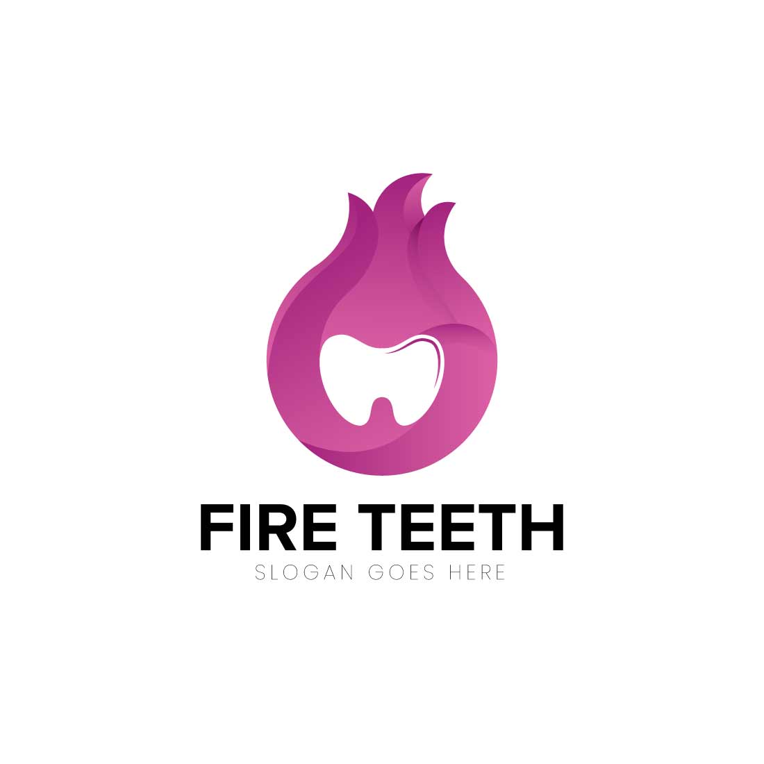 Dental with fire logo design preview image.