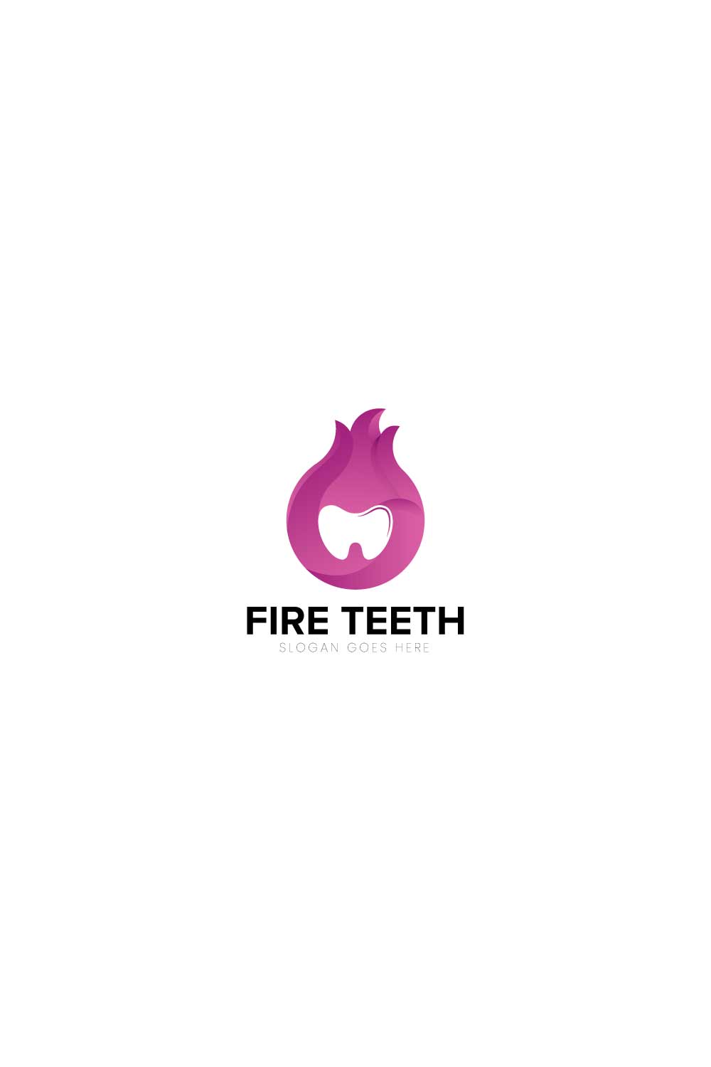 Dental with fire logo design pinterest preview image.