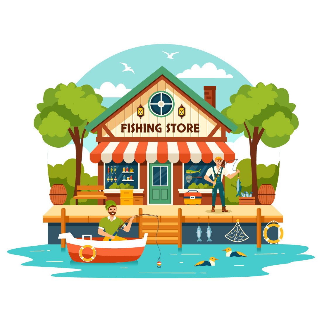8 Fishing Store Illustration cover image.