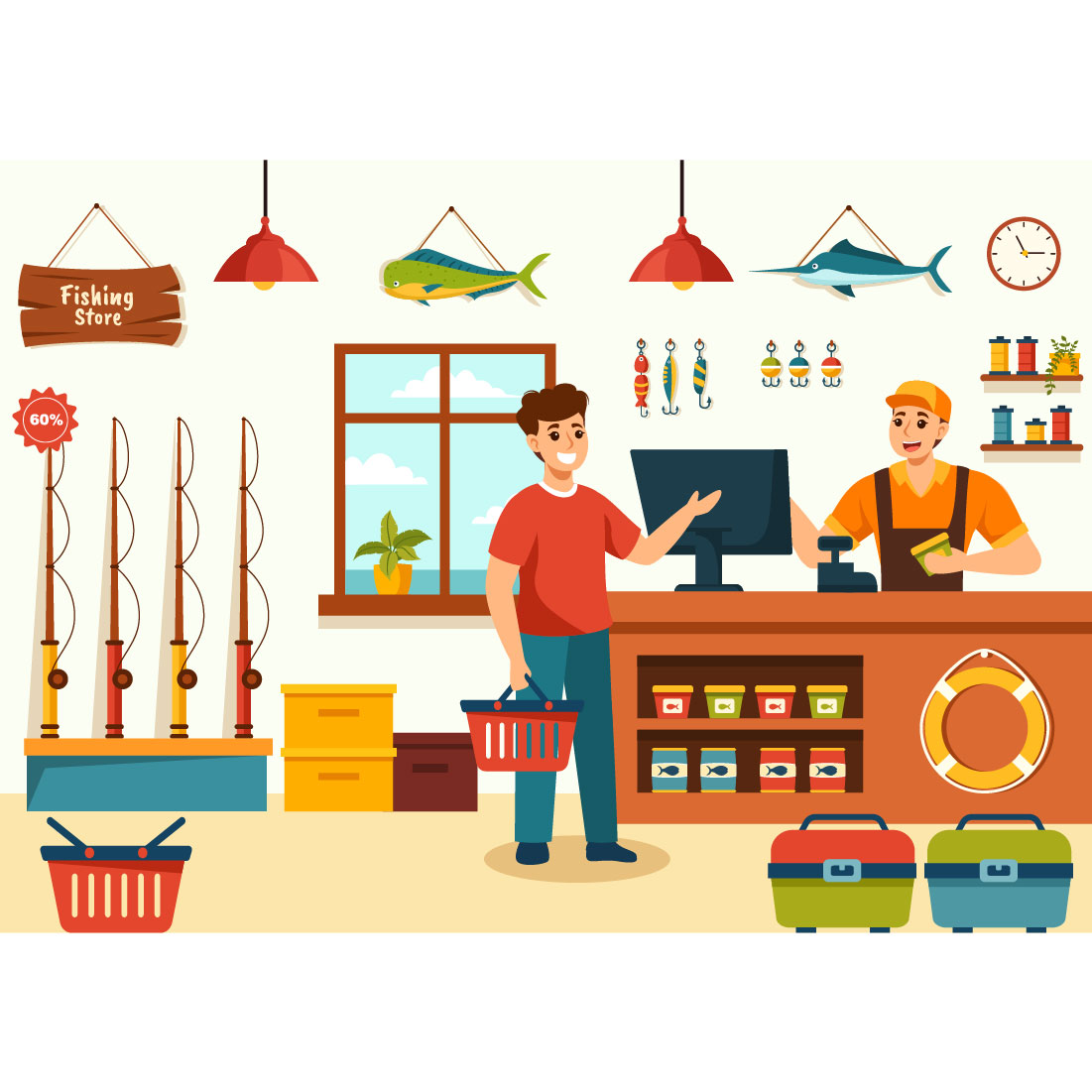 8 Fishing Store Illustration preview image.