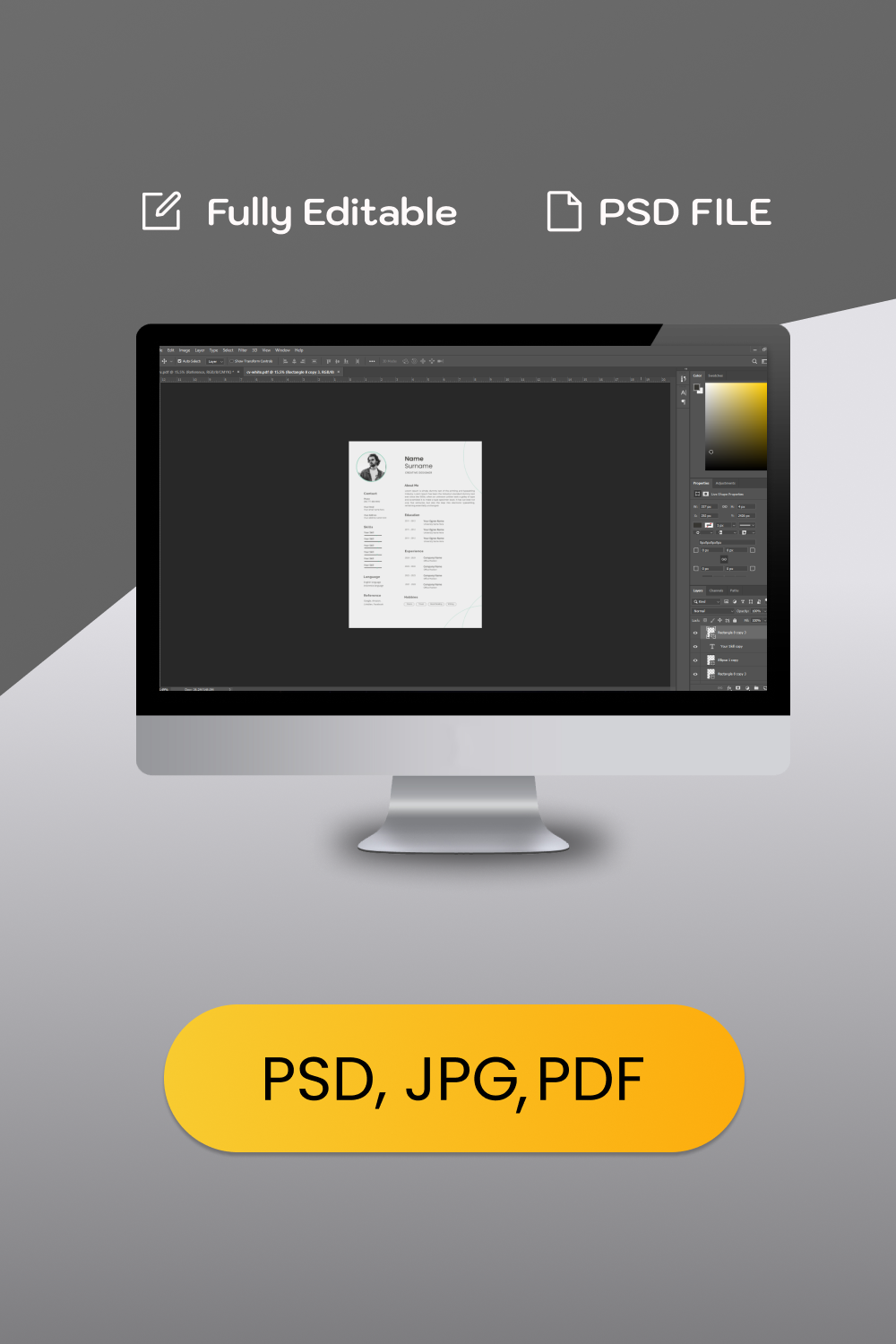 Web Designer Creative Resume / CV Template pinterest preview image.