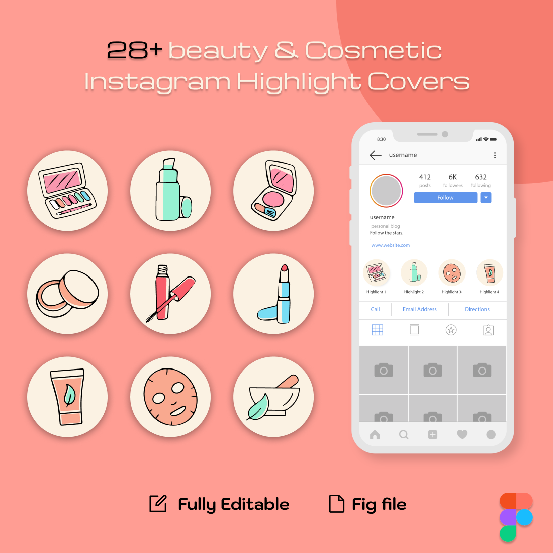 28+ beauty & Cosmetic Instagram Highlight Covers preview image.