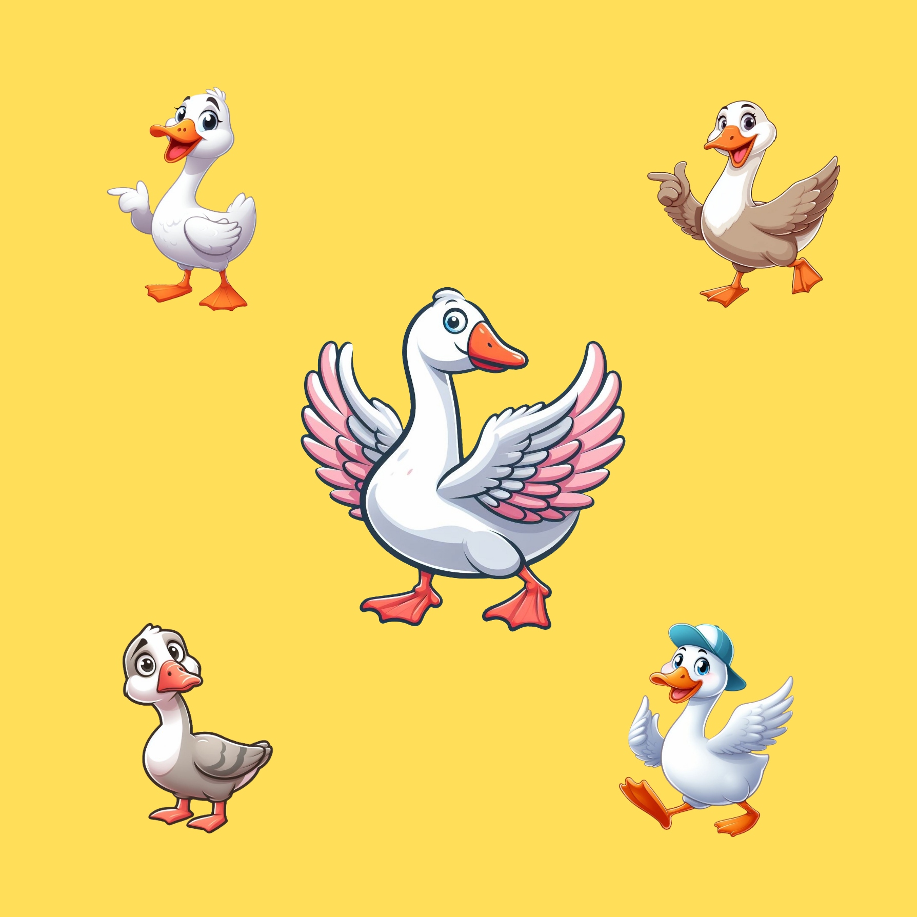 Funny Goose Vector Art Bundle: 10 Quirky Designs for Print-On-Demand, Stickers & T-shirt Designs preview image.
