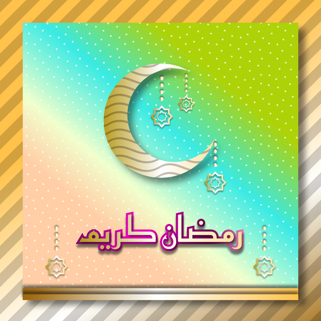 Ramadan background template, green and gold gradient Quiet and attractive cover image.