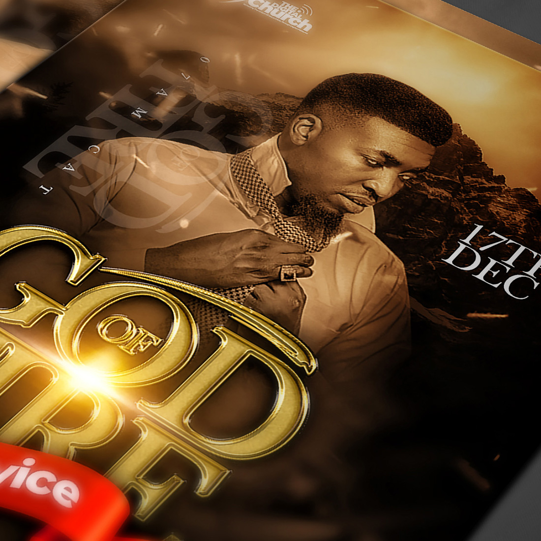 God of Fire Church Flyer Template (PSD) preview image.