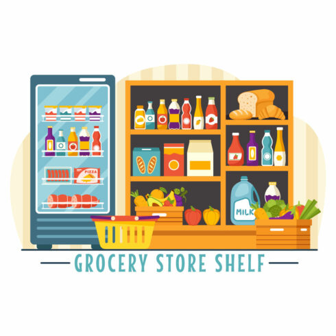 10 Grocery Store Shelf Illustration cover image.