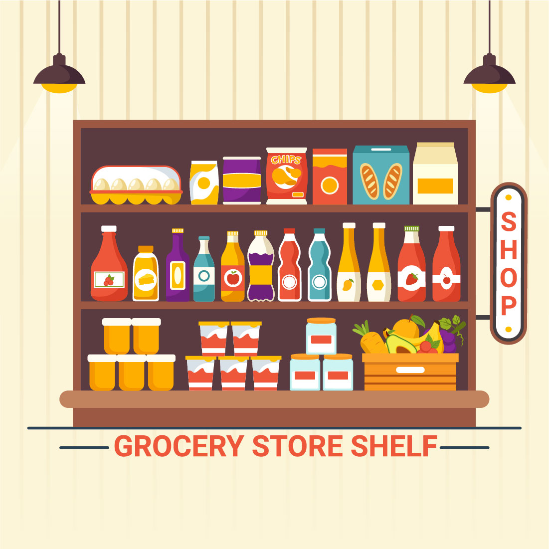 10 Grocery Store Shelf Illustration preview image.
