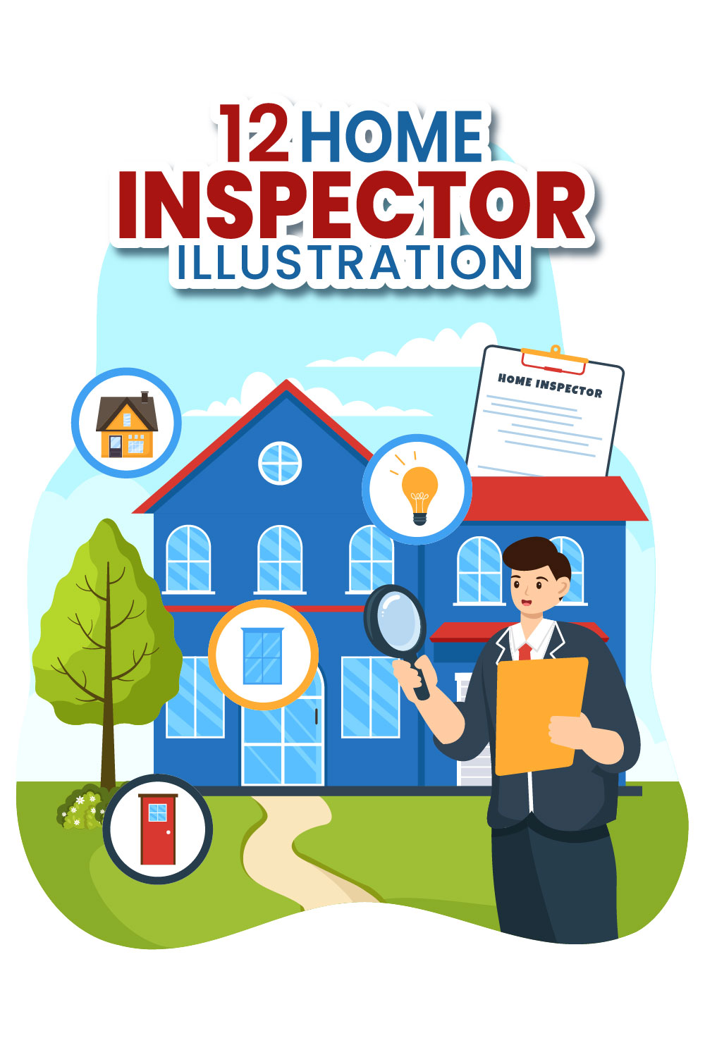 12 Home Inspector Illustration pinterest preview image.