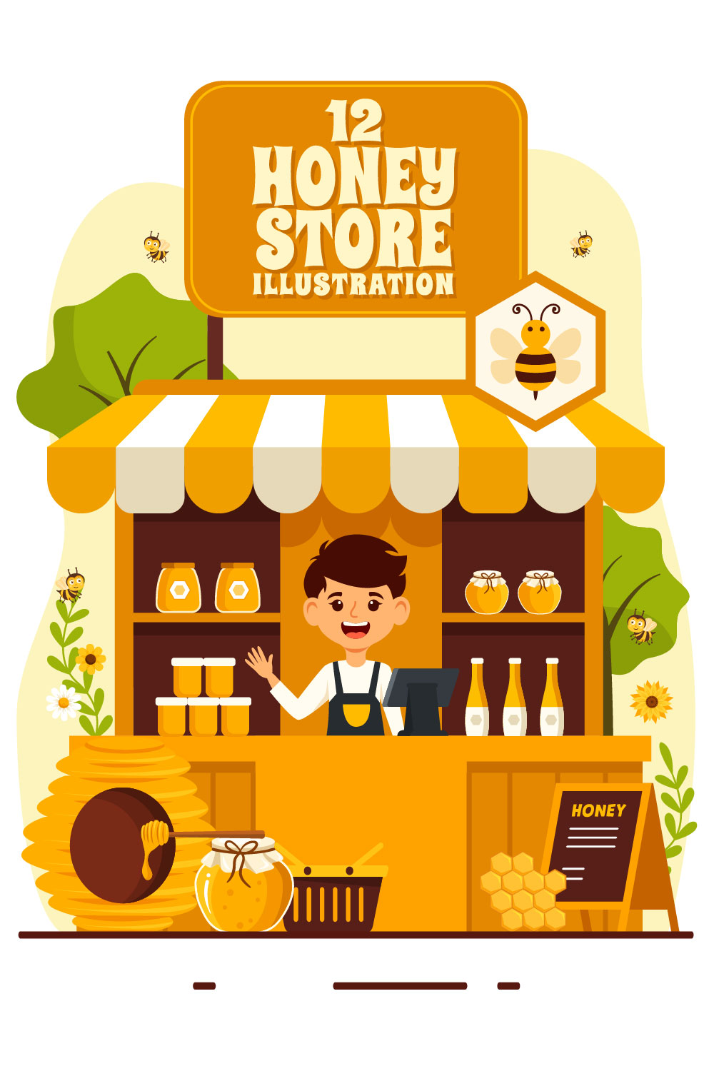12 Honey Store Illustration pinterest preview image.