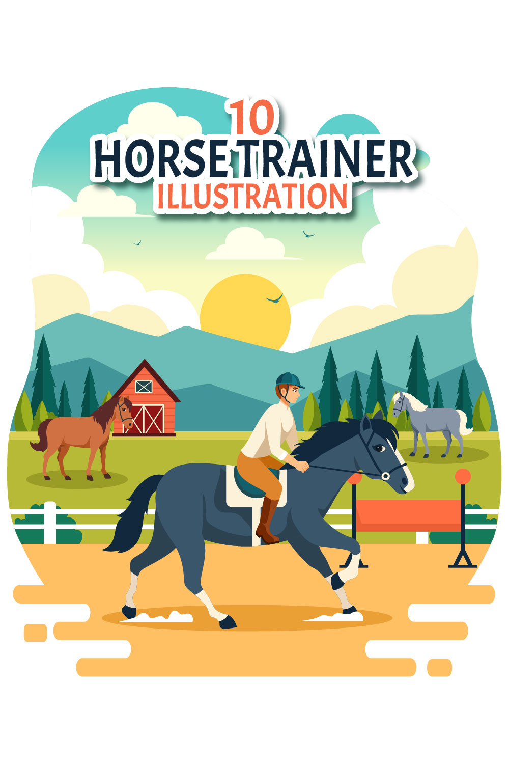 10 Horse Trainer Illustration pinterest preview image.