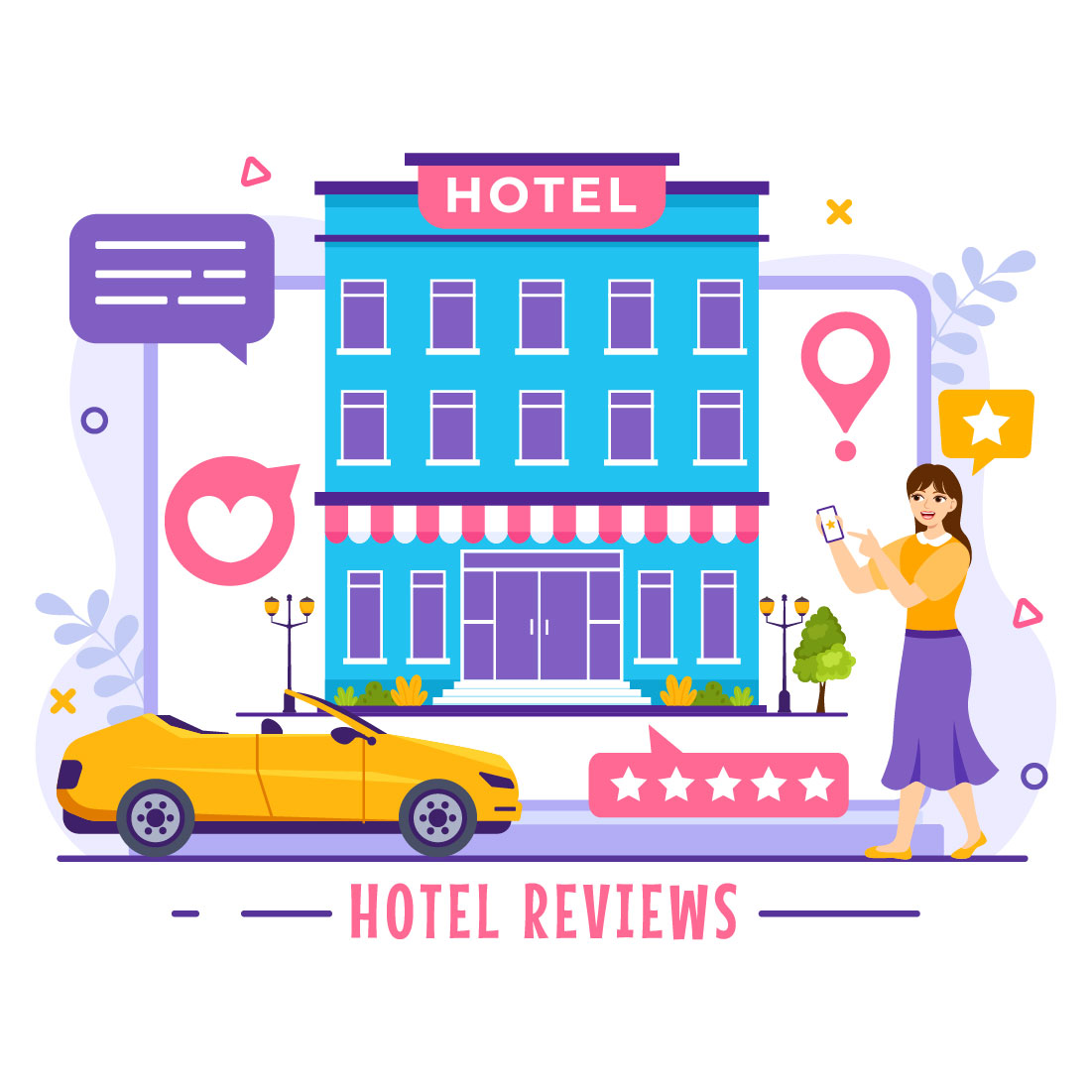 12 Hotel Reviews Illustration preview image.