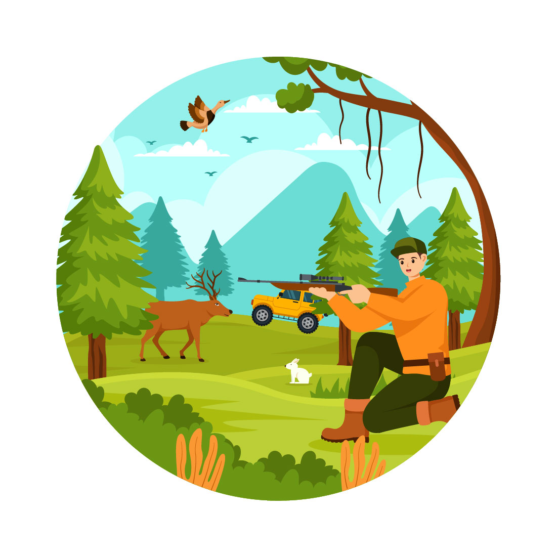 8 Hunting Vector Illustration preview image.