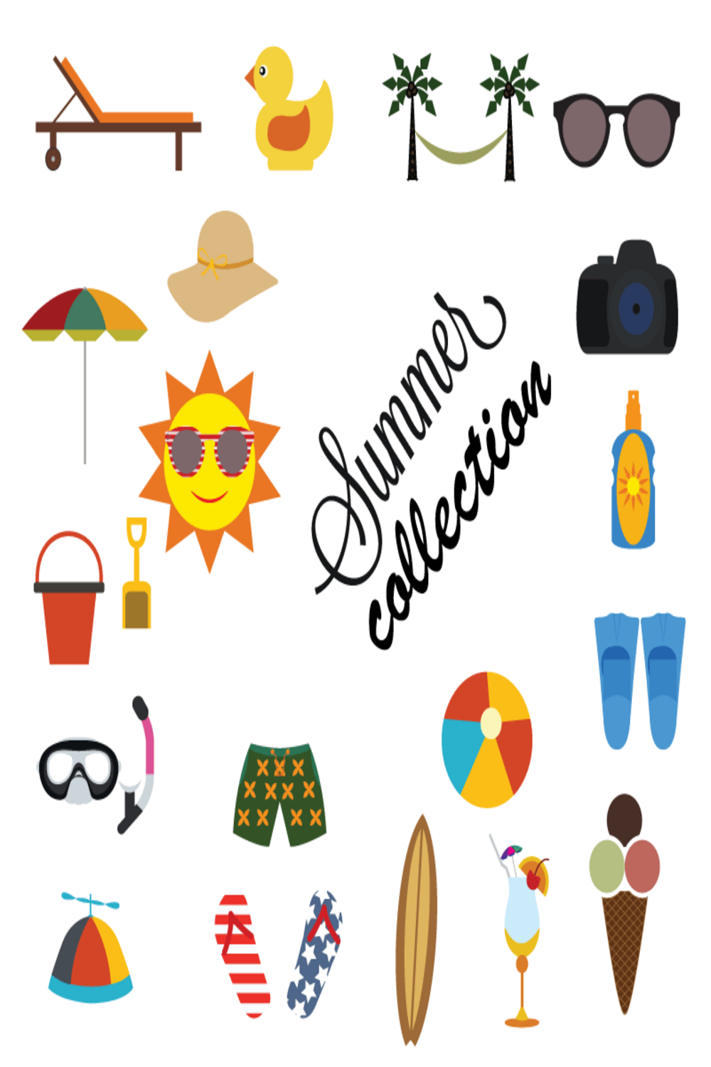 19 summer collection bundle in PNG pinterest preview image.