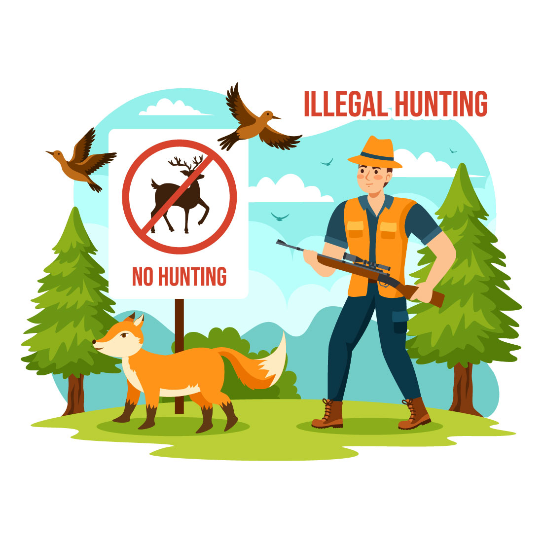8 Illegal Hunting Illustration preview image.
