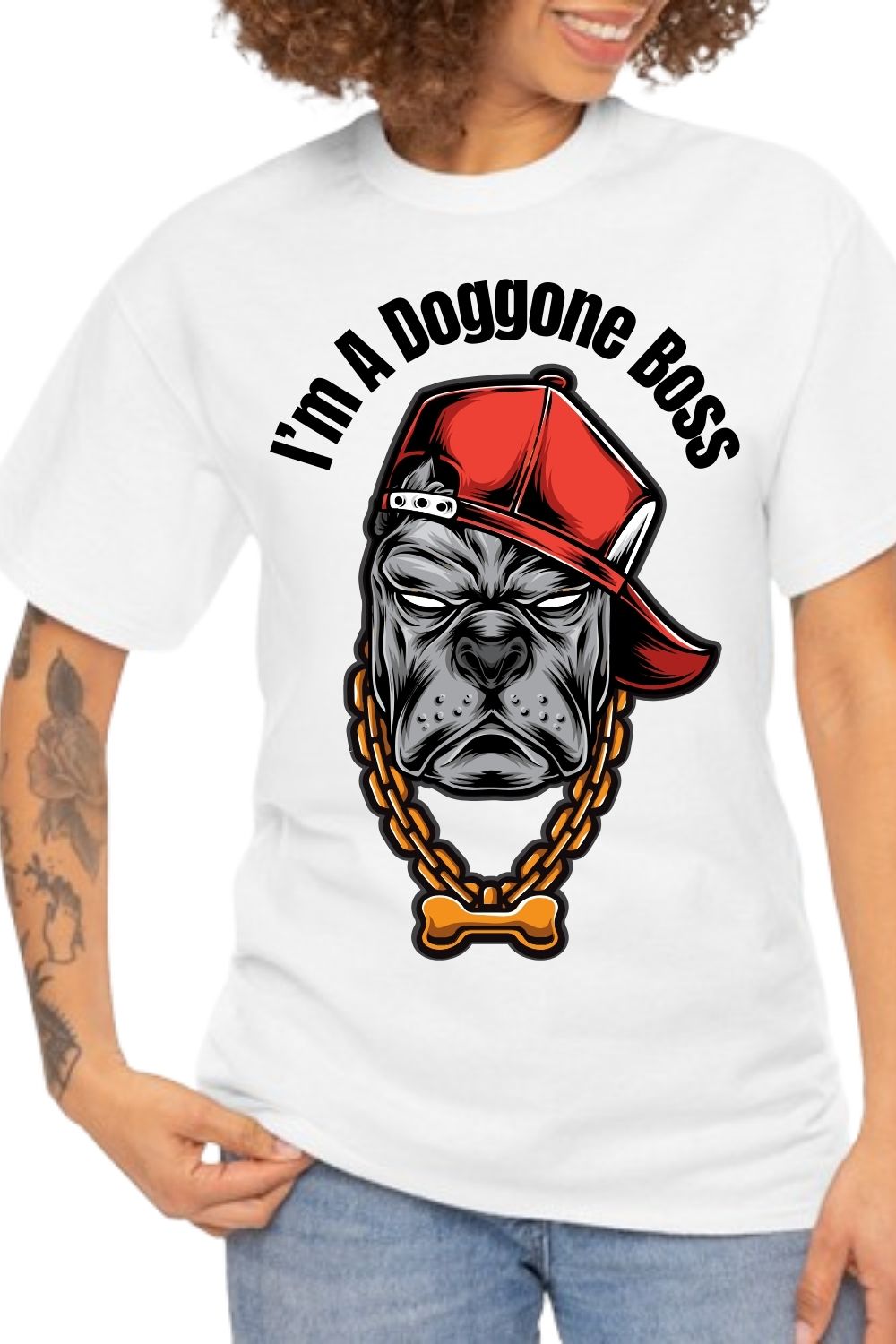Fun and stylish design “I’m a doggone boss” pinterest preview image.