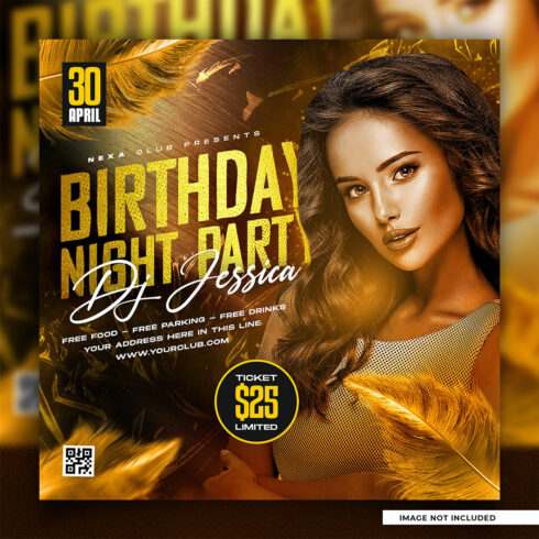 Birthday Party Social media flyer design cover image.