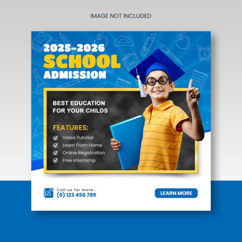 Back To school Admission Social Media Post Banner Template cover image.