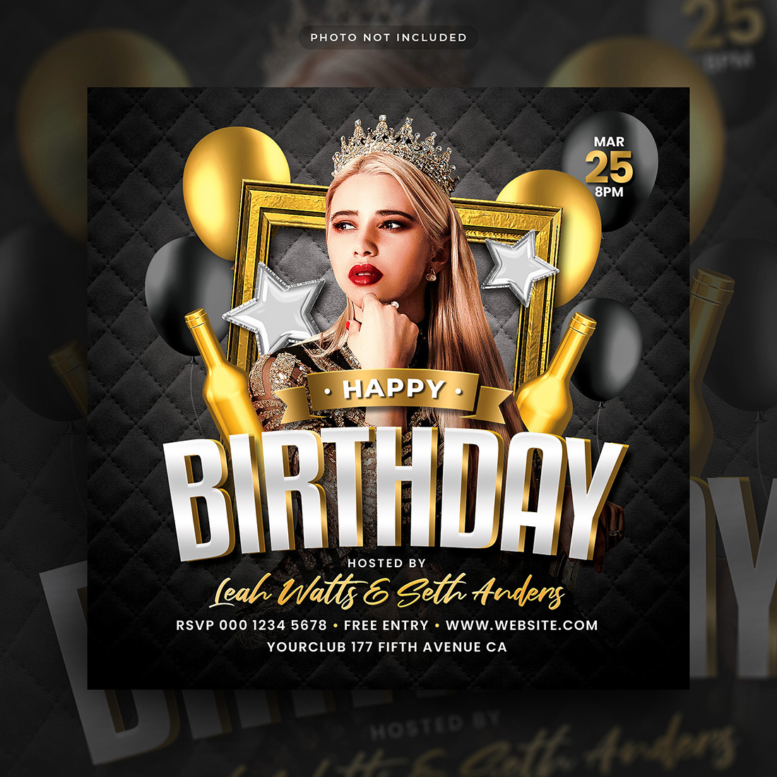 Birthday Party Social Media Design preview image.