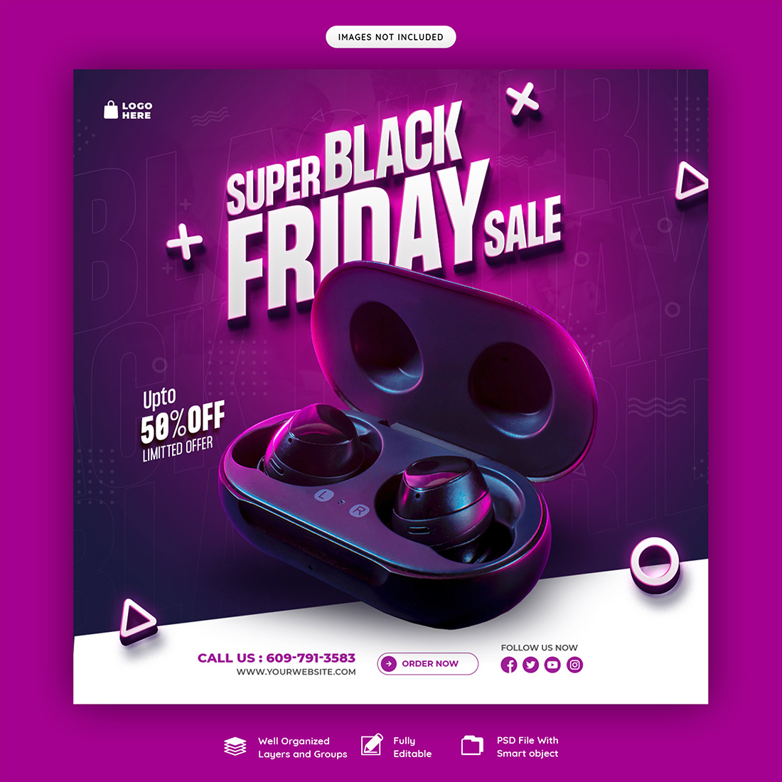 Black Friday Social Media Template preview image.