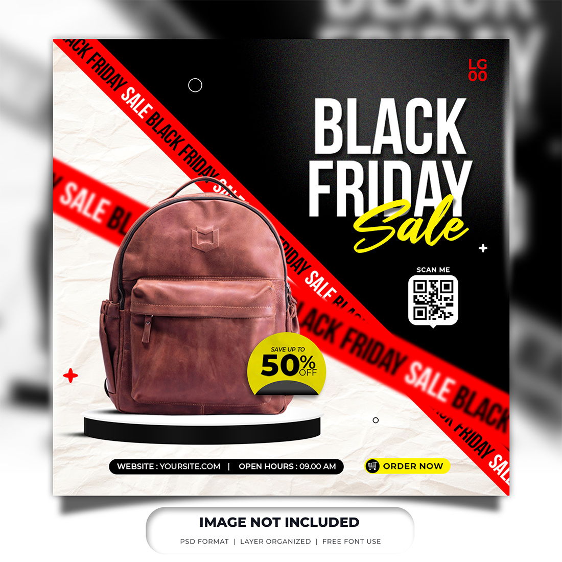 Black Friday Social Media Flyer Template preview image.