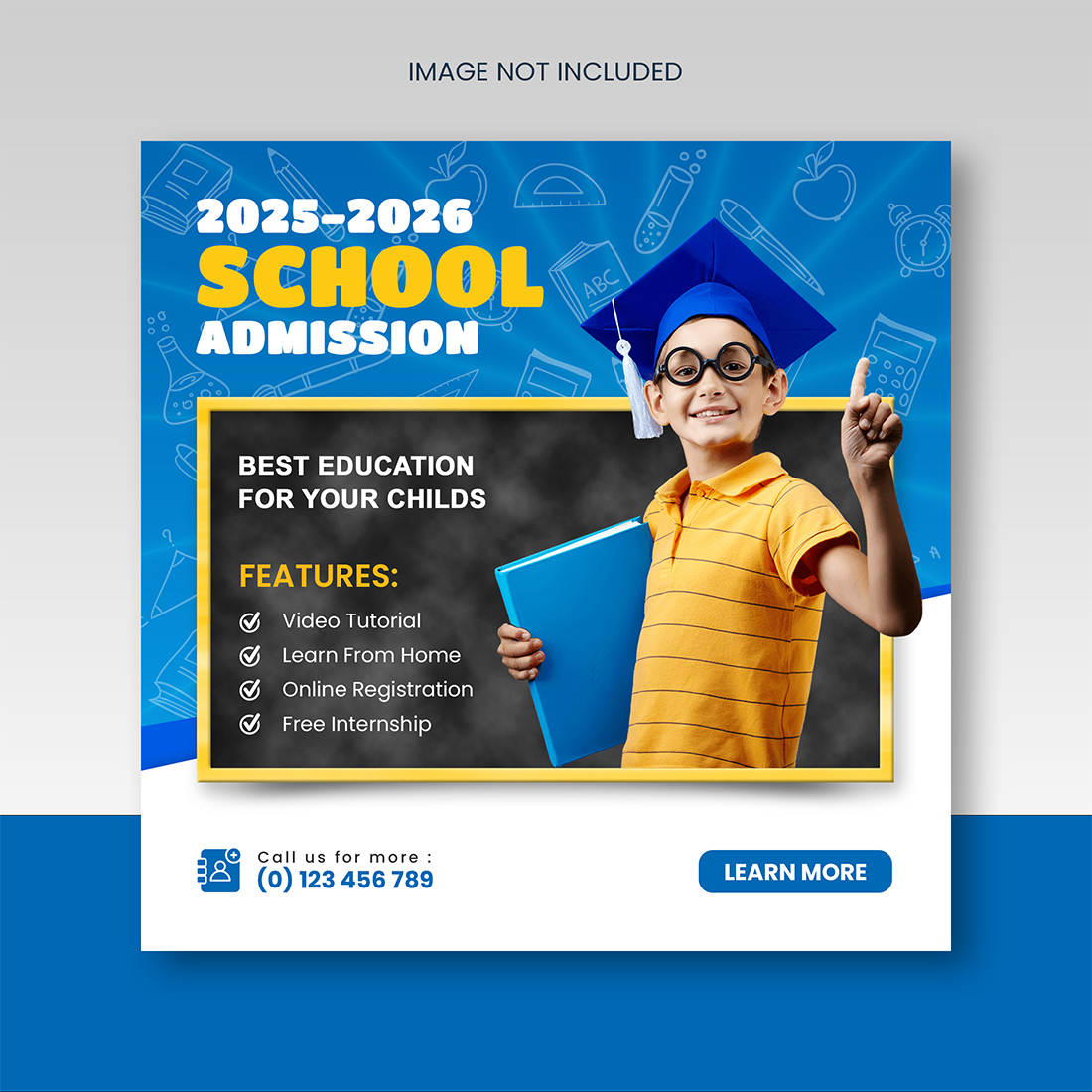 Back To school Admission Social Media Post Banner Template preview image.