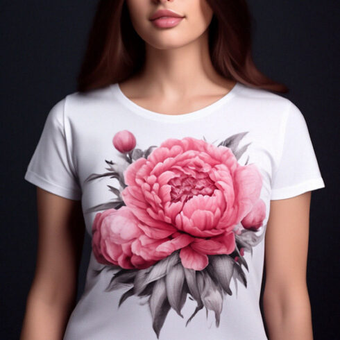 Women’s T-shirt with peony cover image.