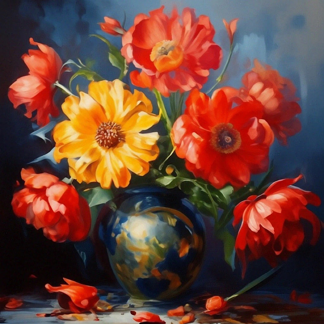 Still life oil painting "Spring bouquet of flowers" preview image.