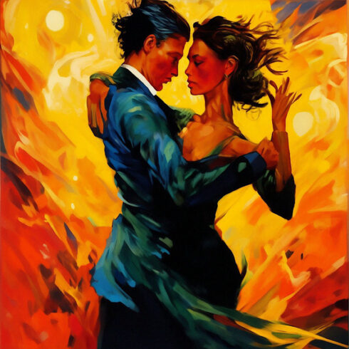 Oil painting "Tango" in Van Gogh style cover image.