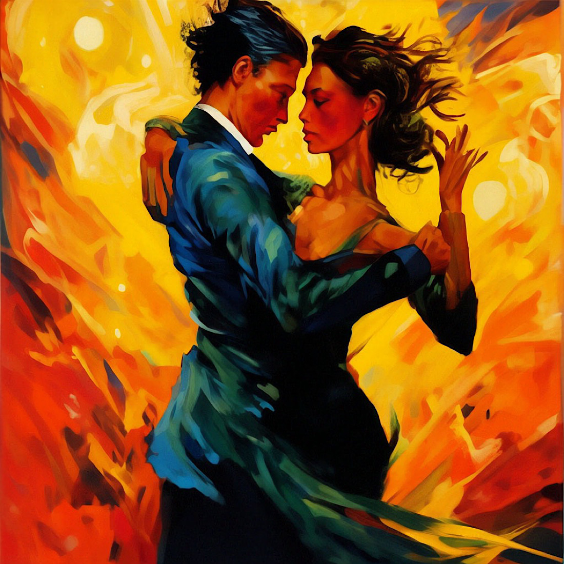 Oil painting "Tango" in Van Gogh style preview image.