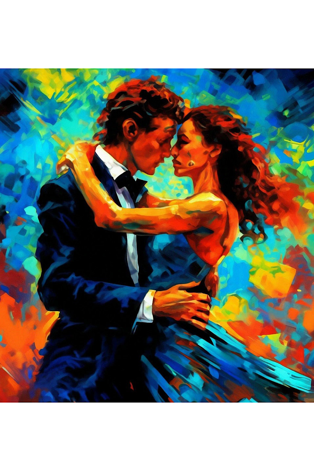 Oil painting "Tango" in Van Gogh style pinterest preview image.