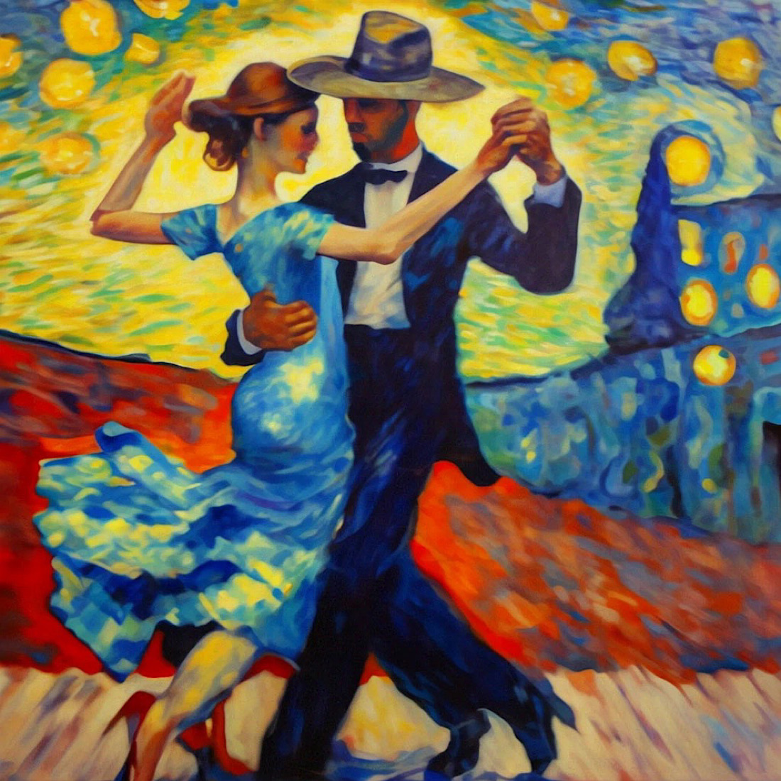 Oil painting in the style of Van Gogh "Tango" preview image.