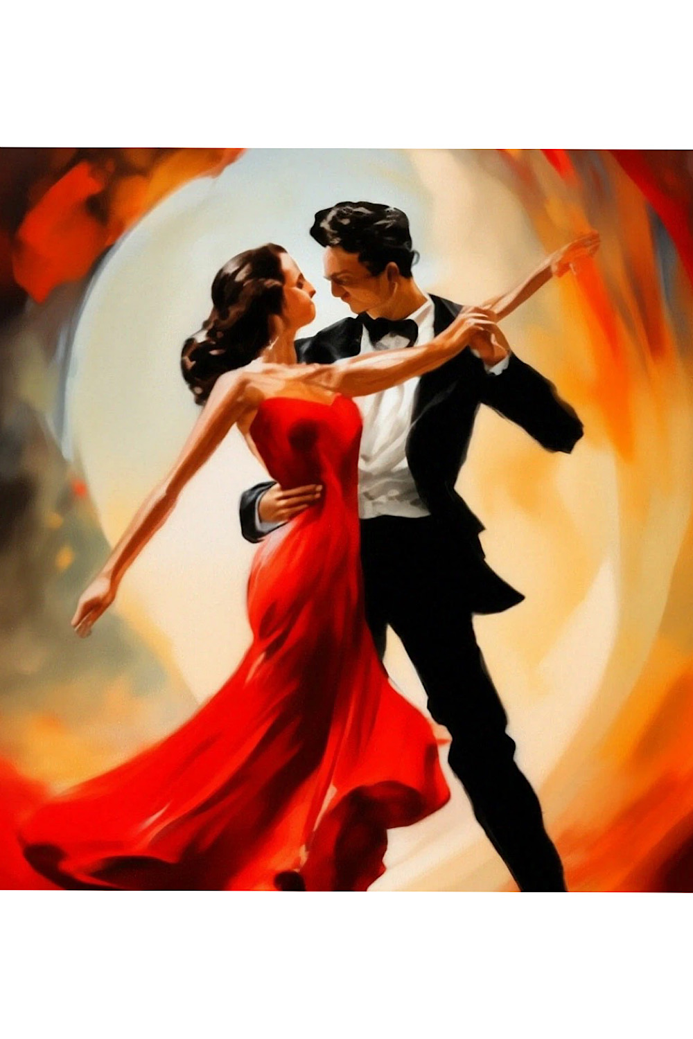 Dali-style oil painting "Tango" pinterest preview image.