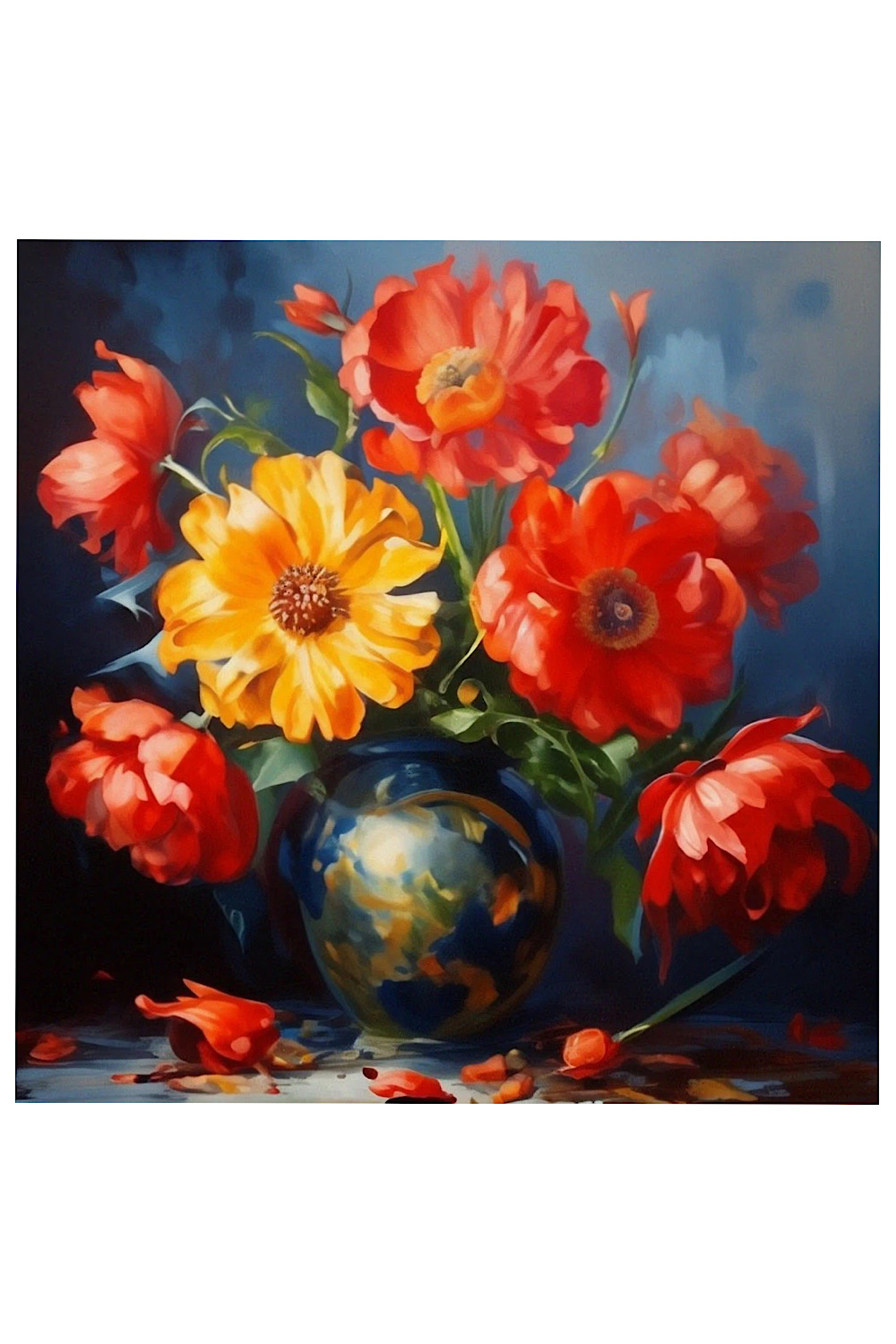Still life oil painting "Spring bouquet of flowers" pinterest preview image.