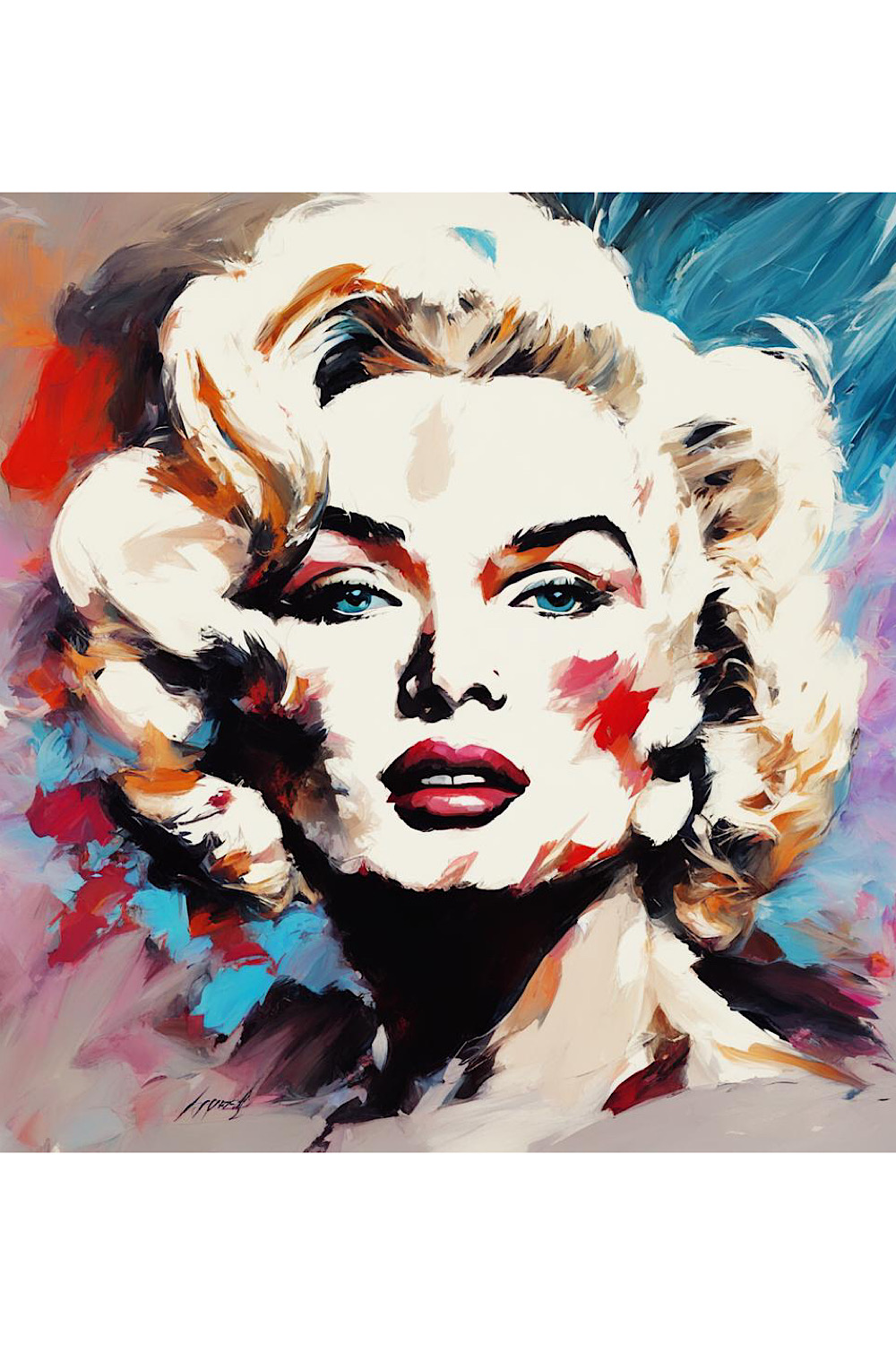 Oil painting "Merelyn Monroe" pinterest preview image.