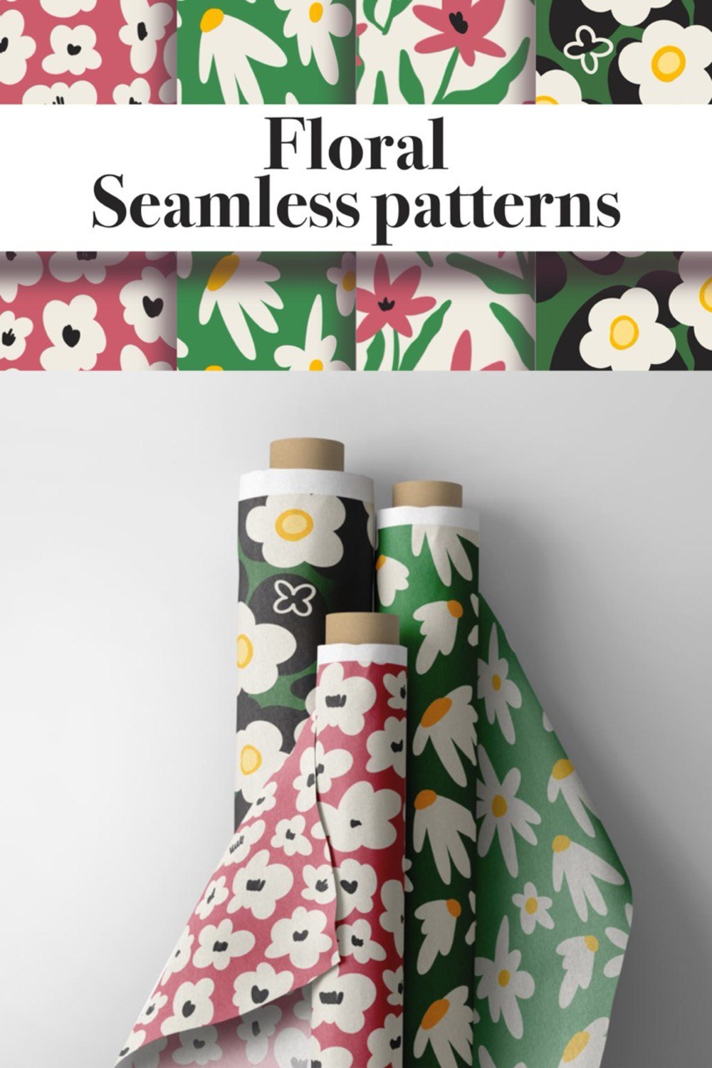 Floral Seamless patterns pinterest preview image.