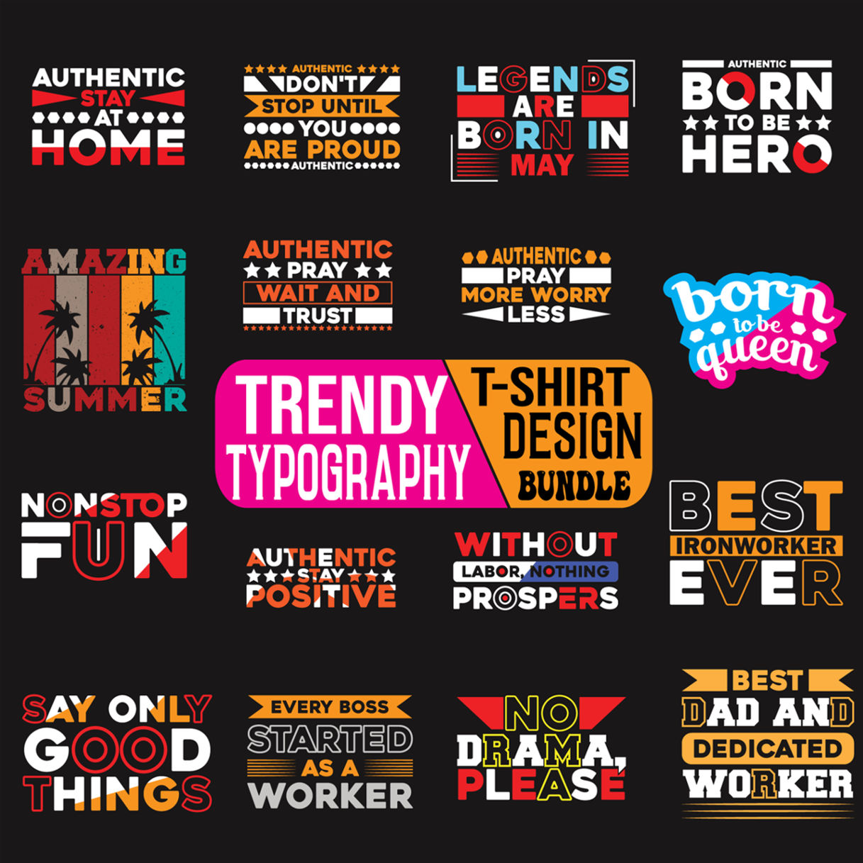 T-SHIRT trendy typography preview image.