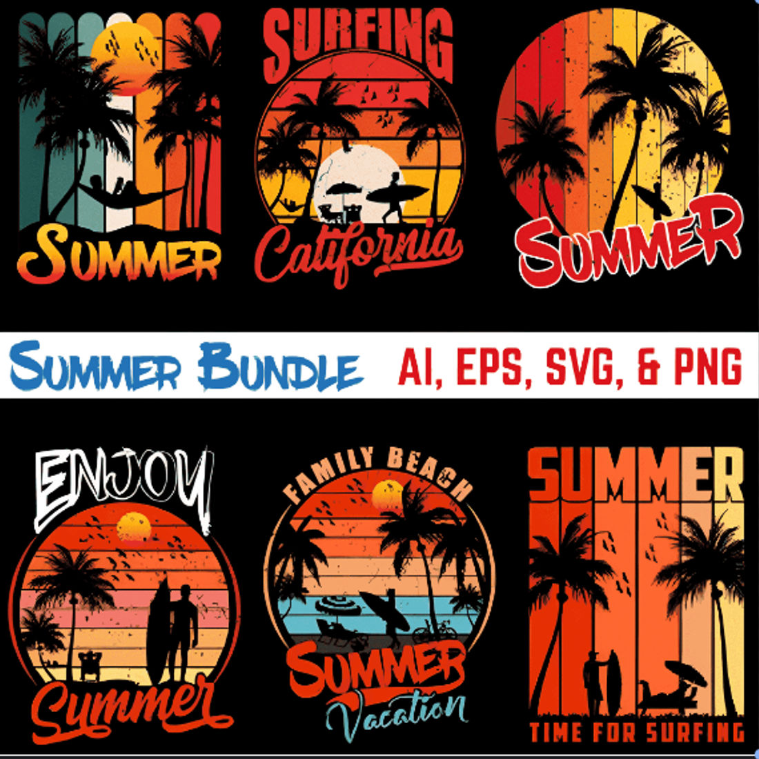 10 best summer t-shirt design preview image.