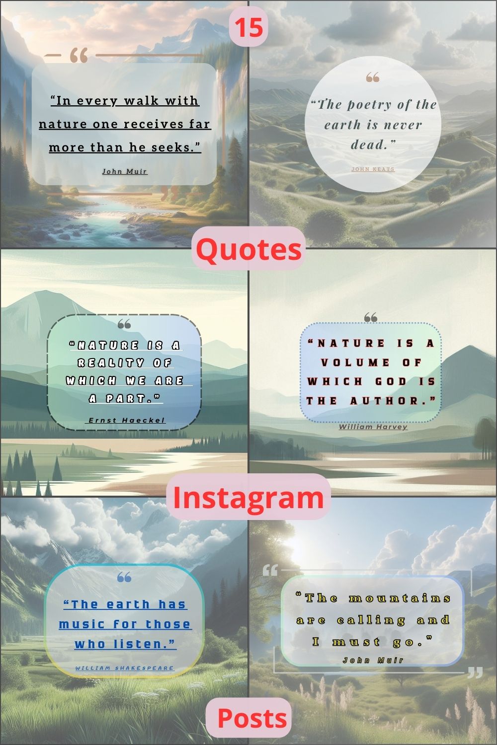 Quotes For Instagram Set Of 15 Nature Posts For Instagram pinterest preview image.