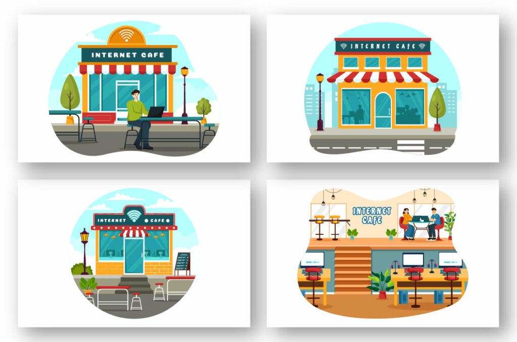 Netcafe Food 8 Internet Cafe Illustration - MasterBundles