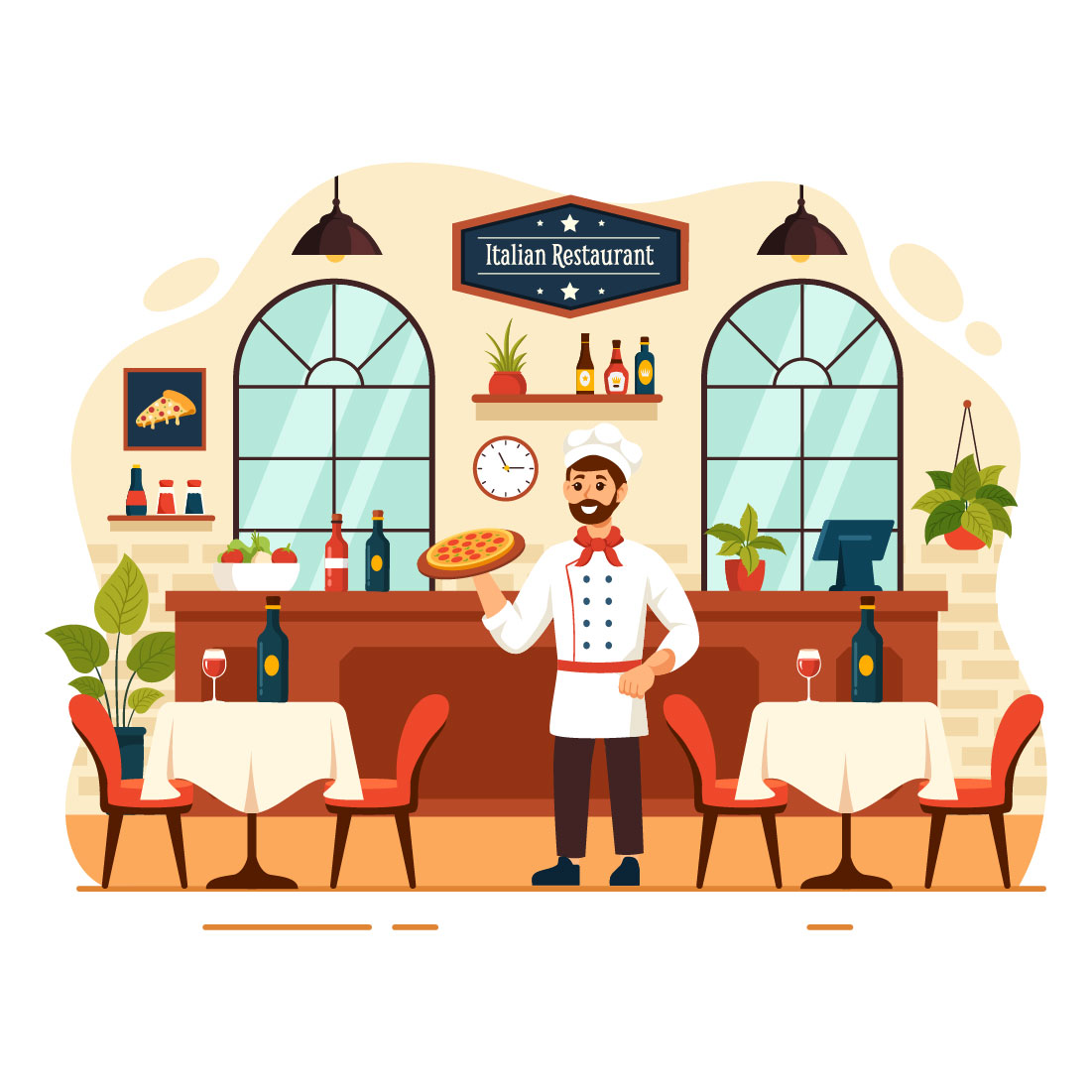10 Italian Food Restaurant Illustration preview image.