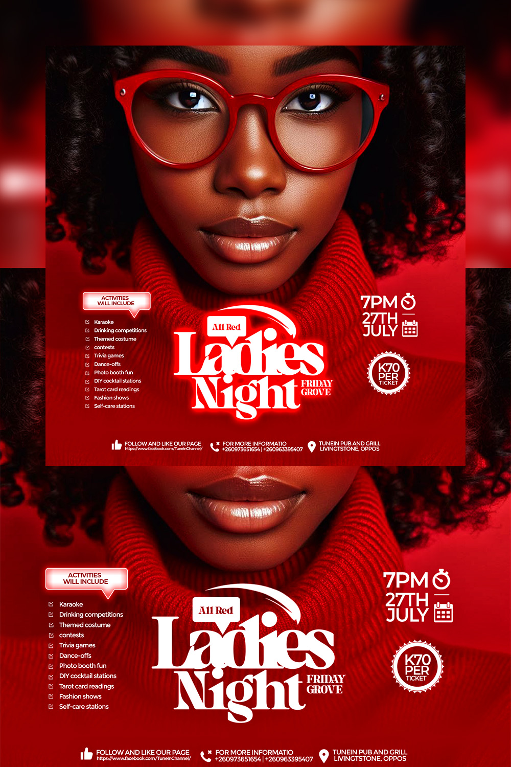 Ladies' night party flyer template PSD pinterest preview image.