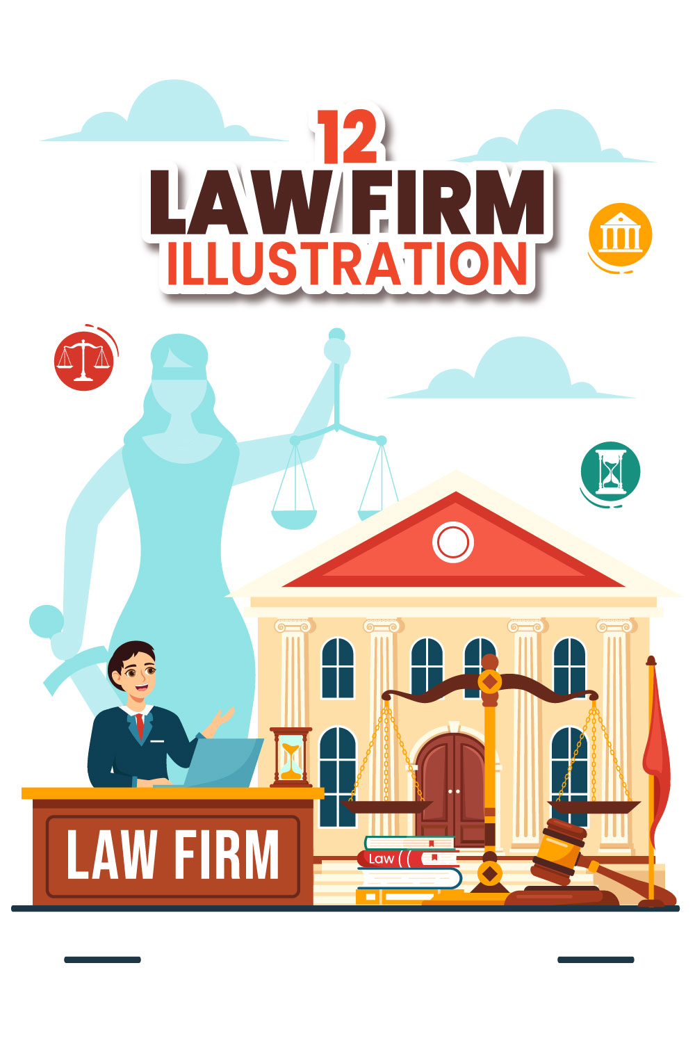 12 Law Firm Services Illustration pinterest preview image.