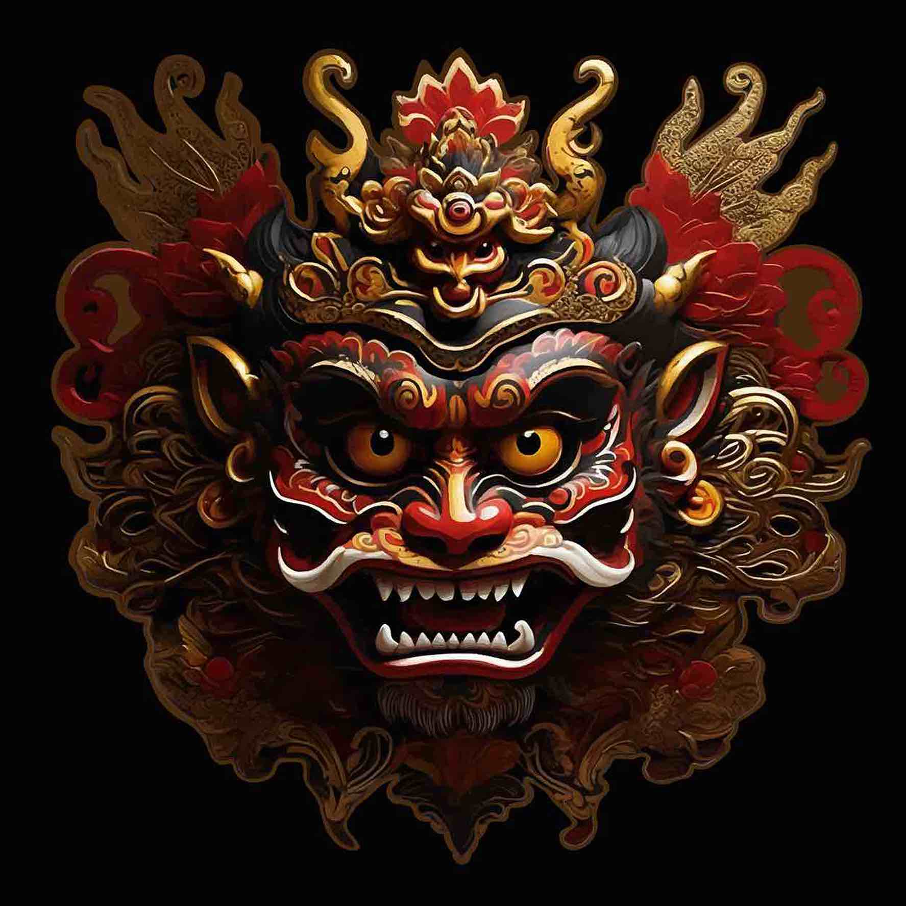 Balinese Lion Dance: A Collection of Intricate Barong Masks Suitable for Fashion and Art Lovers - only 10$ pinterest preview image.