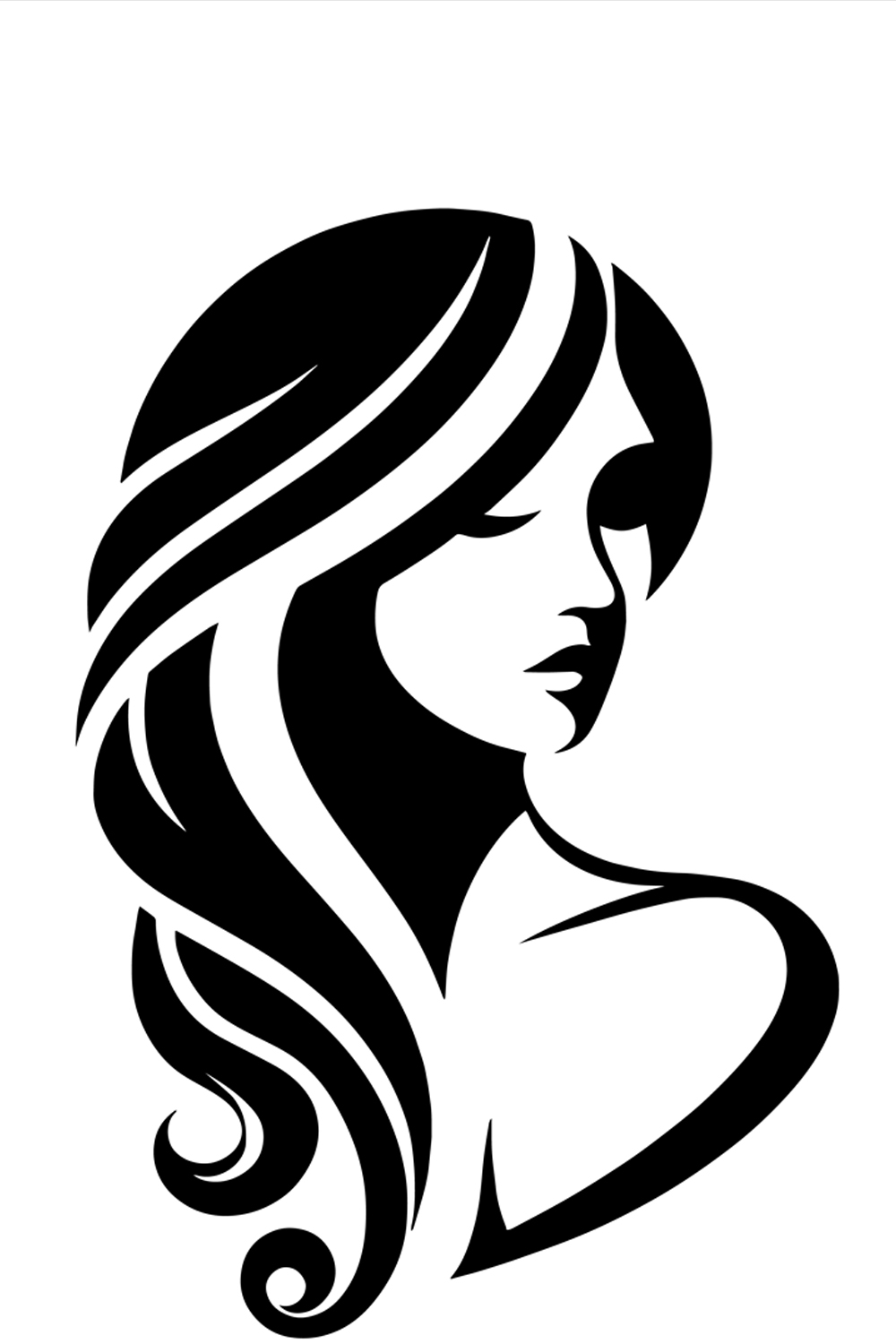 Beautiful Lady Logo design Illustration pinterest preview image.