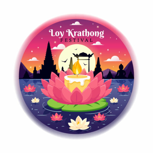10 Loy Krathong Festival Illustration cover image.